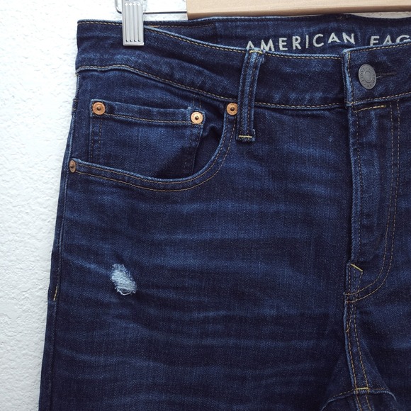 American Eagle Slim Taper Jeans Next Level Airflex Stretch Dark Wash 32 x 34 - Picture 3 of 14